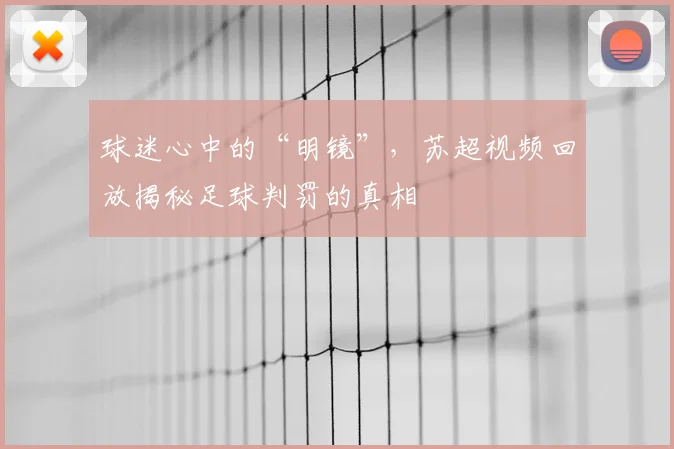 球迷心中的“明镜”，苏超视频回放揭秘足球判罚的真相
